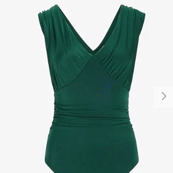 Express Body Contour Compression Empire V-Neck Thong Bodysuit M New - Picture 2 of 11